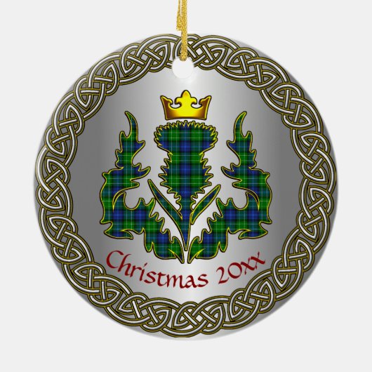 Abercrombie Clan Badge/Tartan Thistle Personalized Keramisch Ornament (Achterkant)
