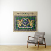Abercrombie Clan Badge & Tartan w/Lions Wandkleed (In Situ (horizontaal))
