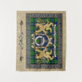 Abercrombie Clan Badge & Tartan w/Lions Wandkleed (Voorkant)