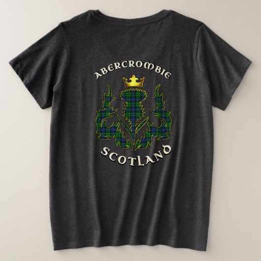 Abercrombie Clan Badge & Tartan w/Motto Grote Maat T-shirt (Design achterkant)