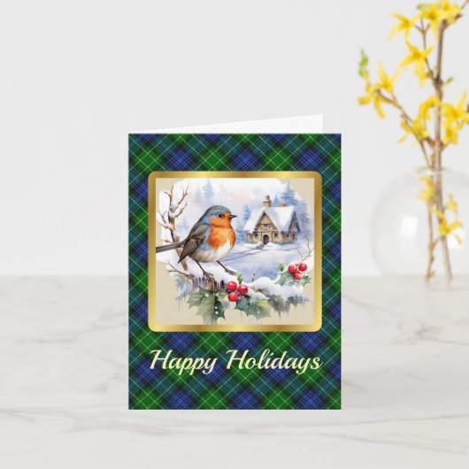 Abercrombie Crest/Tartan w/Robin Gepersonaliseerde Kaart (Gele Bloem)