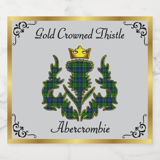 Abercrombie Gold Crowned Tartan Thistle Sparkling Wijnetiket (Enkel label)