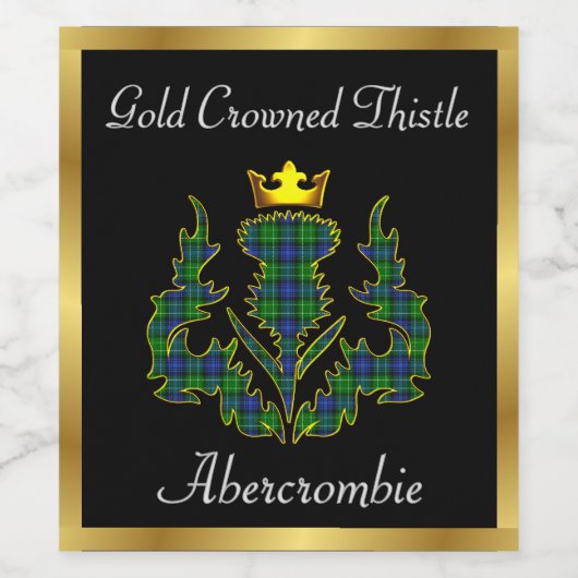Abercrombie Gold Crowned Tartan Thistle Wijn Etiket (Enkel label)