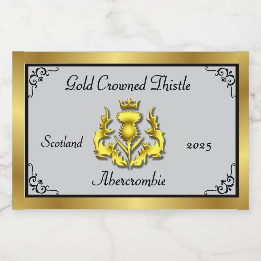 Abercrombie Gold Crowned Thistle Sparkling Wijnetiket (Enkel label)