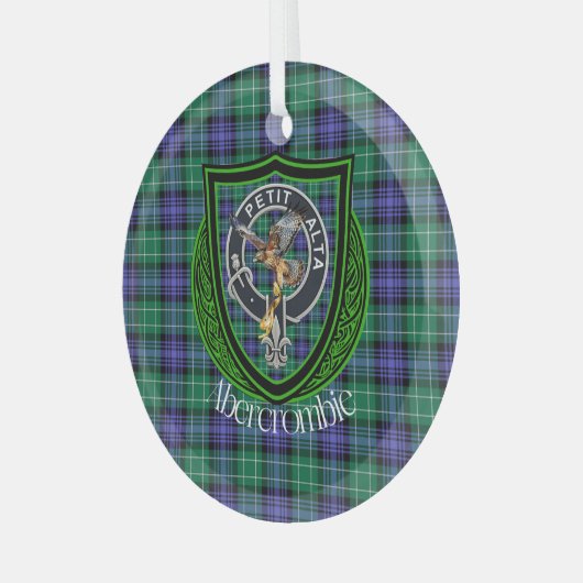 Abercrombie Schotse Clan Tartan & Crest Glas Ornament (Voorkant links)