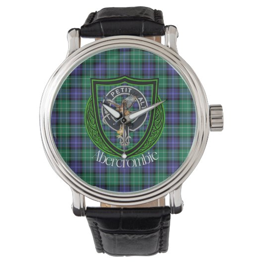 Abercrombie Schotse Clan Tartan & Crest Horloge (Voorkant)