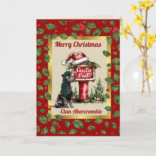 Abercrombie Scottie Dog & Crest gepersonaliseerde  Kaart (Gele Bloem)