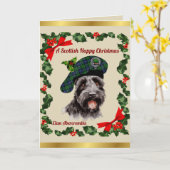 Abercrombie Scottie Hond Gepersonaliseerde Xmas Kaart (Gele Bloem)