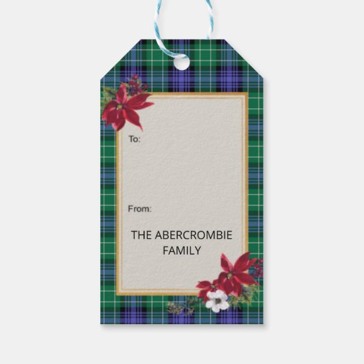 Abercrombie Scottish Clan Tartan & Crest Cadeaulabel (Achterkant)