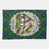 Abercrombie Thatched Cottage & Tartan Personalized Theedoek (Horizontaal)