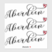Aberdeen Flag Heart Stickers, Aberdeen Sticker (Vel)