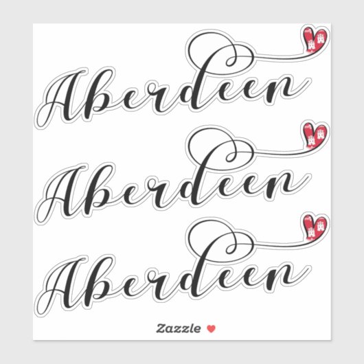 Aberdeen Flag Heart Stickers, Aberdeen Sticker (Vel)