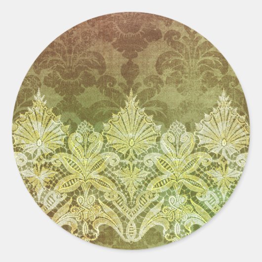 ABERDEEN HEIRLOOM, KANT & DAMASK: GOUDKOORTS RONDE STICKER (Voorkant)