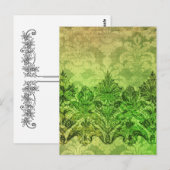 ABERDEEN HEIRLOOM, LACE & DAMASK: SPRING GREEN BRIEFKAART (Voorkant / Achterkant)