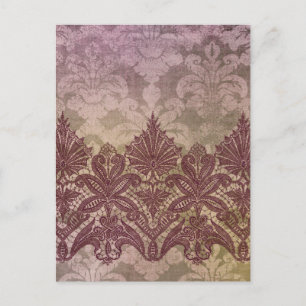 ABERDEEN HEIRLOOM, LACE & DAMASK: VICTORIAANS PINK BRIEFKAART