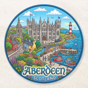 Aberdeen Schotland Ronde Kartonnen Onderzetter