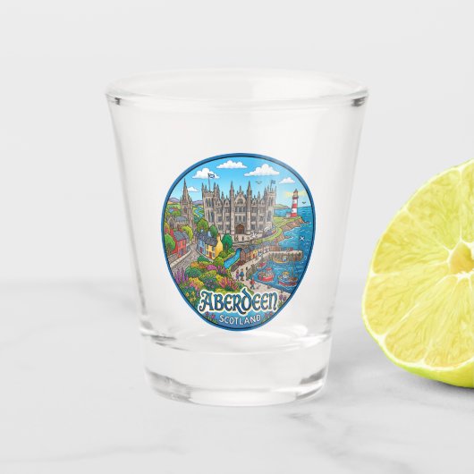 Aberdeen Schotland Shot Glas (Voorkant)