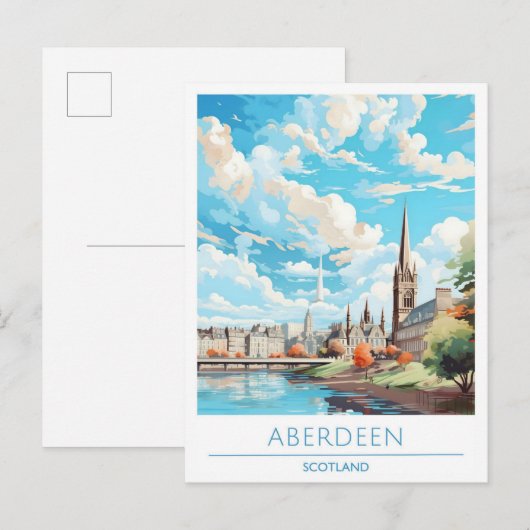 Aberdeen Schotland Vintage Travel Briefkaart (Voorkant / Achterkant)