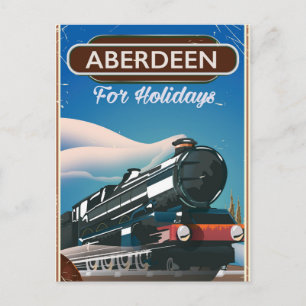 Aberdeen Schotland vintage treintrajectposter Briefkaart