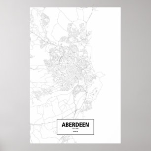 Aberdeen, Schotland (zwart op wit) Poster