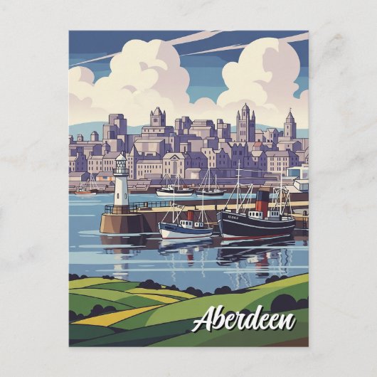 Aberdeen Scotland Travel Briefkaart (Voorkant)
