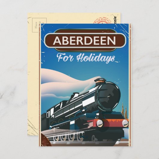 Aberdeen Scotland  treinreisposter Briefkaart (Voorkant / Achterkant)