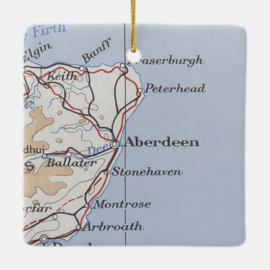 Aberdeen Scotland Vintage Map Keramisch Ornament (Achterkant)