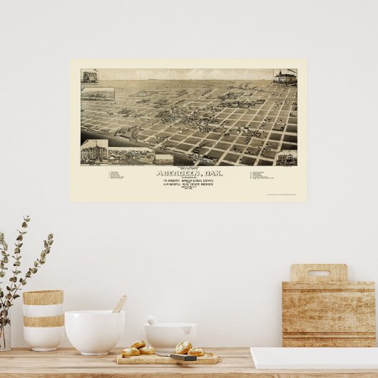 Aberdeen, SD Panorama Map - 1883 Poster (Keuken)
