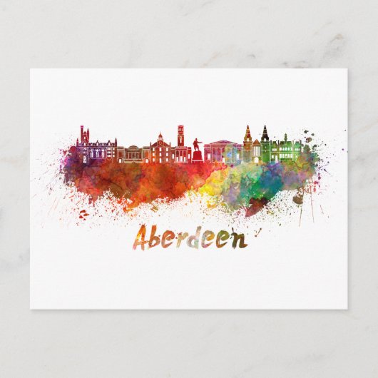 Aberdeen skyline in waterverf briefkaart (Voorkant)