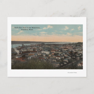 Aberdeen, WA - Bird's Eye Uitzicht of Waterfront Briefkaart