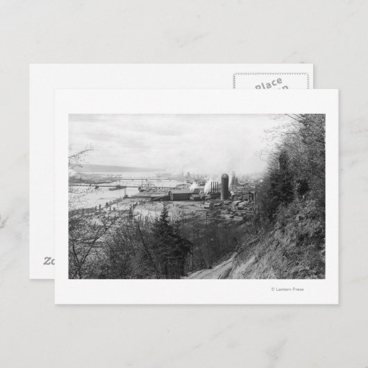 Aberdeen, WA Town Uitzicht Mill en Harbour Photogr Briefkaart (Voorkant / Achterkant)