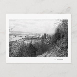 Aberdeen, WA Town Uitzicht Mill en Harbour Photogr Briefkaart