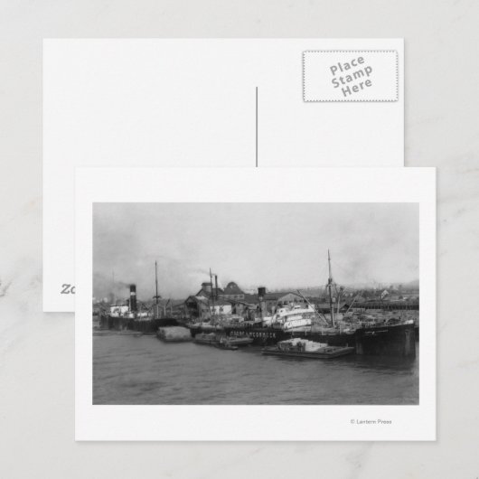 Aberdeen, WA - Uitzicht Waterfront en scheepvaart Briefkaart (Voorkant / Achterkant)