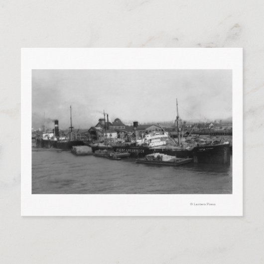 Aberdeen, WA - Uitzicht Waterfront en scheepvaart Briefkaart (Voorkant)