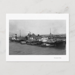 Aberdeen, WA - Uitzicht Waterfront en scheepvaart Briefkaart