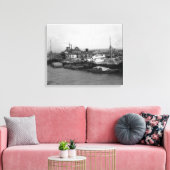 Aberdeen, WA - Uitzicht Waterfront en scheepvaart Canvas Afdruk (Insitu (Woonkamer))
