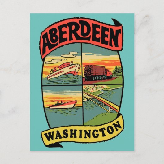 Aberdeen Washington Vintage Briefkaart (Voorkant)
