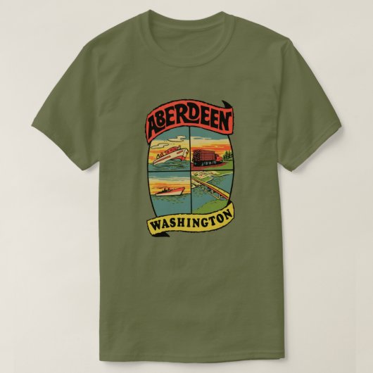 Aberdeen Washington Vintage Travel T-Shirt (Design voorkant)
