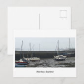 Aberdour, Schotland - Boats at Low Tide in Mist Briefkaart (Voorkant / Achterkant)