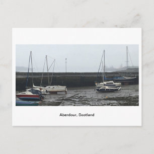 Aberdour, Schotland - Boats at Low Tide in Mist Briefkaart