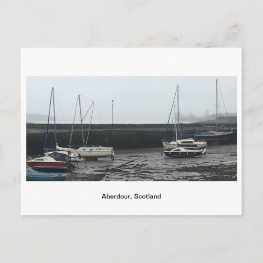 Aberdour, Schotland - Boats at Low Tide in Mist Briefkaart (Voorkant)