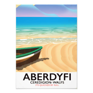 Aberdyfi, Ceredigion Wales vintage poster