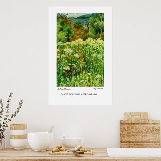 Abergavenny Castle Meadows Print of Poster (Keuken)