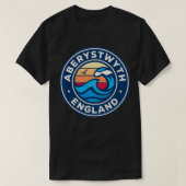 Aberystwyth England Nautical Waves Design T-shirt (Design voorkant)