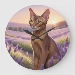 Abessijnse kat in lavendelveld grote klok