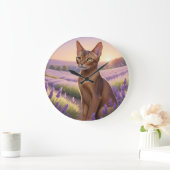 Abessijnse kat in lavendelveld grote klok (Huis)