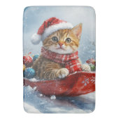 Abessijnse kat in slee laat het sneeuwen Kerstmis Badmat (Voorkant Verticaal)