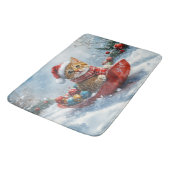 Abessijnse kat in slee laat het sneeuwen Kerstmis Badmat (Gekanteld)
