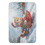 Abessijnse kat in slee laat het sneeuwen Kerstmis Badmat (Voorkant Verticaal)
