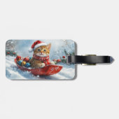 Abessijnse kat in slee laat het sneeuwen Kerstmis Bagagelabel (Achterkant horizontaal)